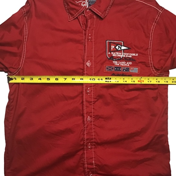 Parish Nation Red Casual Button Down Long Sleeve Shirt Men's Size Medium - Picture 8 of 11